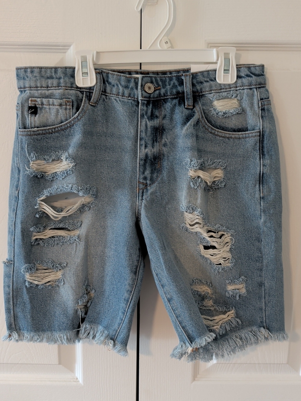 KanCan Light Blue Denim Shorts with Contrast Stitching